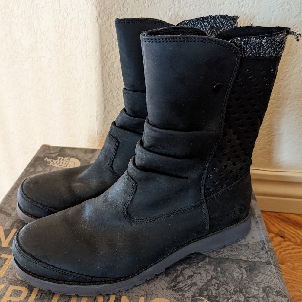 Northface Ballard Pull On Leather Boot Blk 8.5